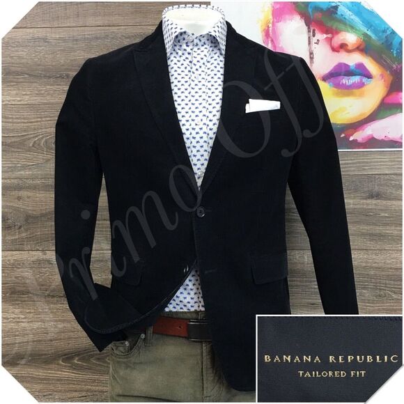 Banana Republic Other - BANANA REPUBLIC Mens Corduroy Blazer Sport Coat Casual Jacket Size 42R Suit Blk
